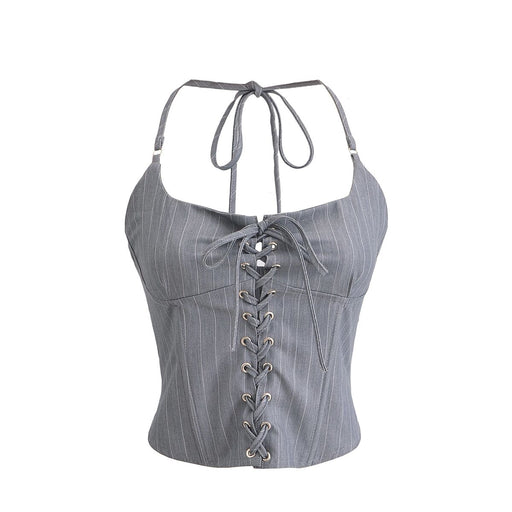 Sexy Women Summer Stretch Slim Short Crop Top Spaghetti Strap Top-Light Gray-Fancey Boutique