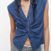 Summer Women Clothing Pleated Decorative Denim Vest Top-Tank Top-Fancey Boutique