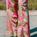 Ladies Summer Boho Casual Pink Floral Halter Straight Jumpsuit-Fancey Boutique