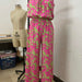 Ladies Summer Boho Casual Pink Floral Halter Straight Jumpsuit-Fancey Boutique