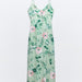 Women Clothing Summer Linen Blended Floral Midi Dress-Fancey Boutique