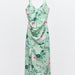 Women Clothing Summer Linen Blended Floral Midi Dress-Fancey Boutique