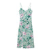 Women Clothing Summer Linen Blended Floral Midi Dress-Light Green-Fancey Boutique