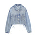 Spring Women Clothing Casual All Matching Denim Jacket Coat-Blue-Fancey Boutique