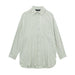 Women Clothing French Striped Loose Casual Linen Blended Long Sleeve Shirt-Stripe-Fancey Boutique