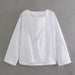 Spring Women White Long Sleeved Poplin Top Shirt-Fancey Boutique