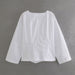 Spring Women White Long Sleeved Poplin Top Shirt-Fancey Boutique