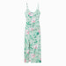 Women Linen Blended Floral Print Midi Sling Dress-Green-Fancey Boutique
