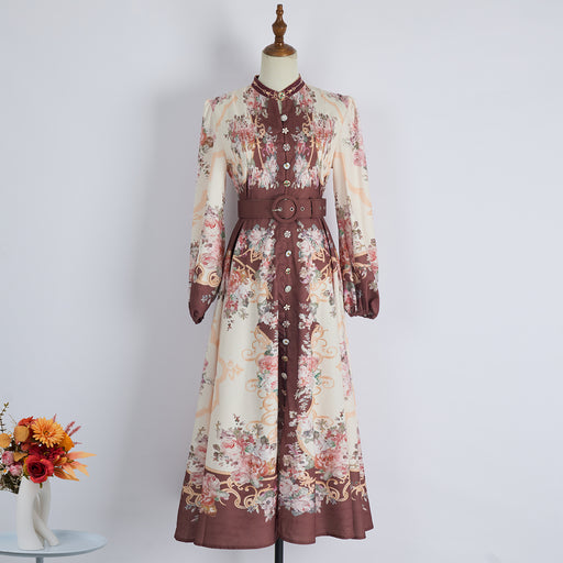Women Spring And Autumn Flowers Daily Long Sleeve Maxi Dress-Multi-2-Fancey Boutique