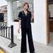 Short Sleeved Fashion Casual Loose All Match Slimming High Waist Knitted Suit-Black-Fancey Boutique