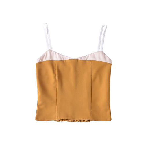 Summer French Sexy Sexy Slimming Tube Top Faux Two Piece Suspender Vest Short Top-Turmeric-Fancey Boutique