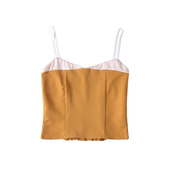 Summer French Sexy Sexy Slimming Tube Top Faux Two Piece Suspender Vest Short Top-Fancey Boutique