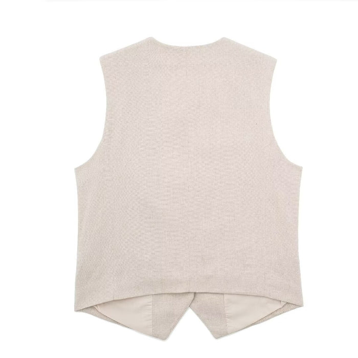 Spring Women Clothing Linen Blended Vest Casual Shorts Sets-Fancey Boutique