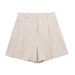 Spring Women Clothing Linen Blended Vest Casual Shorts Sets-Oatmeal Color Shorts-Fancey Boutique