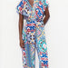 Women Clothing Summer Retro Ethnic V Neck Silk Satin Texture Printed Jumpsuit-Fancey Boutique