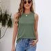 Popular round Neck Soft Waffle Knitted Vest Women Loose Top-Tank Top-Fancey Boutique