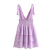 Spring Women Clothing Casual Purple Layered Lace Up Tiered Dress-Fancey Boutique