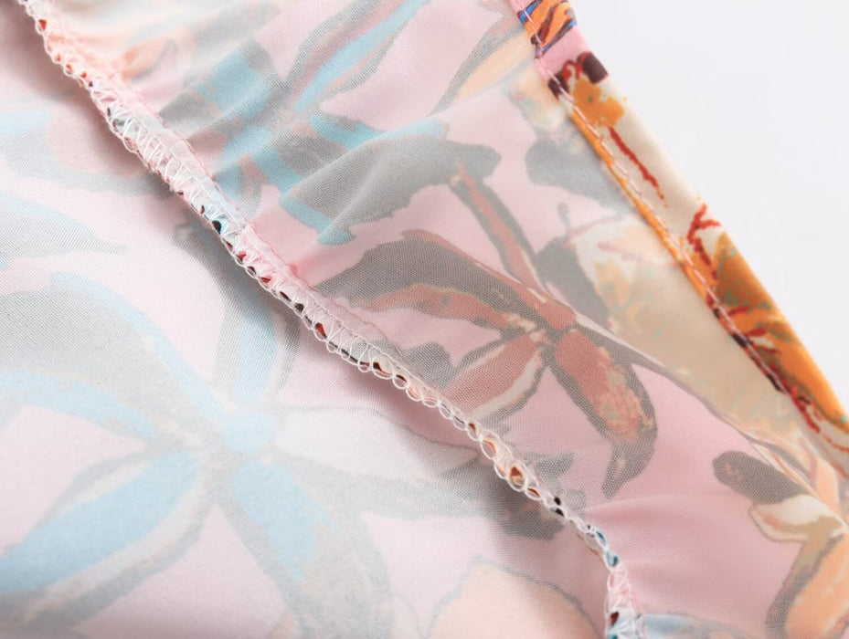 Spring Sleeveless Printing Suit Pink Vest Western Skirt Set Women-Fancey Boutique