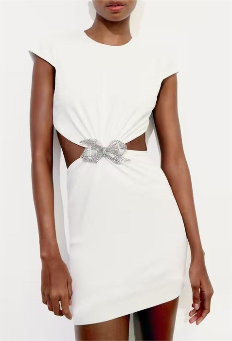 Women Jewelry Bowknot Decoration Backless Dress-Fancey Boutique