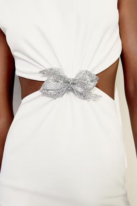 Women Jewelry Bowknot Decoration Backless Dress-Fancey Boutique