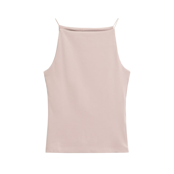 Sexy Slim Fit Cold Shoulder Sleeveless Camisole Summer Sweet Spicy Sexy Outerwear Short Inner Wear Top-Pink-Fancey Boutique