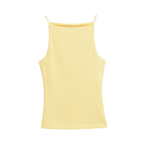 Sexy Slim Fit Cold Shoulder Sleeveless Camisole Summer Sweet Spicy Sexy Outerwear Short Inner Wear Top-Yellow-Fancey Boutique