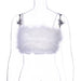 Color-White-Summer Autumn Women Fur Spaghetti Straps Corset Camisole-Fancey Boutique