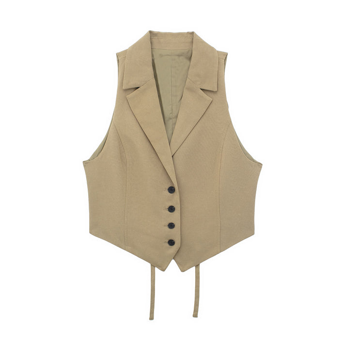 Women Wear Ra Back Opening Design Vest Horn Midi Skirt Sets-Vest-Fancey Boutique