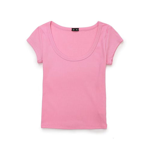 Women Clothing Sports Casual Suit Short Sleeve T Shirt Cotton Jogger Pants-Pink Top-Fancey Boutique