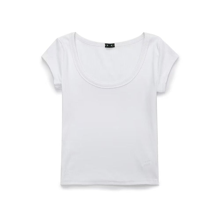Women Clothing Sports Casual Suit Short Sleeve T Shirt Cotton Jogger Pants-White Coat-Fancey Boutique