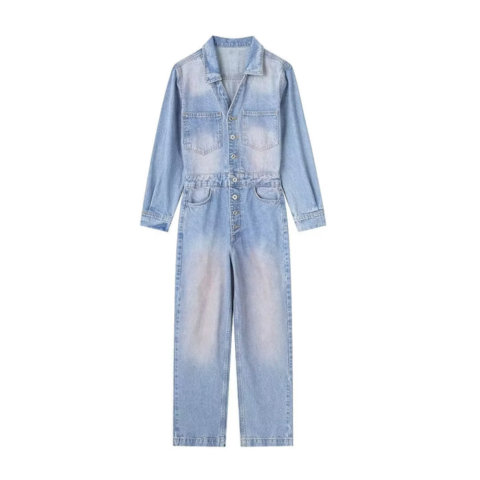 Women Clothing French Washed Denim Jumpsuit-Fancey Boutique