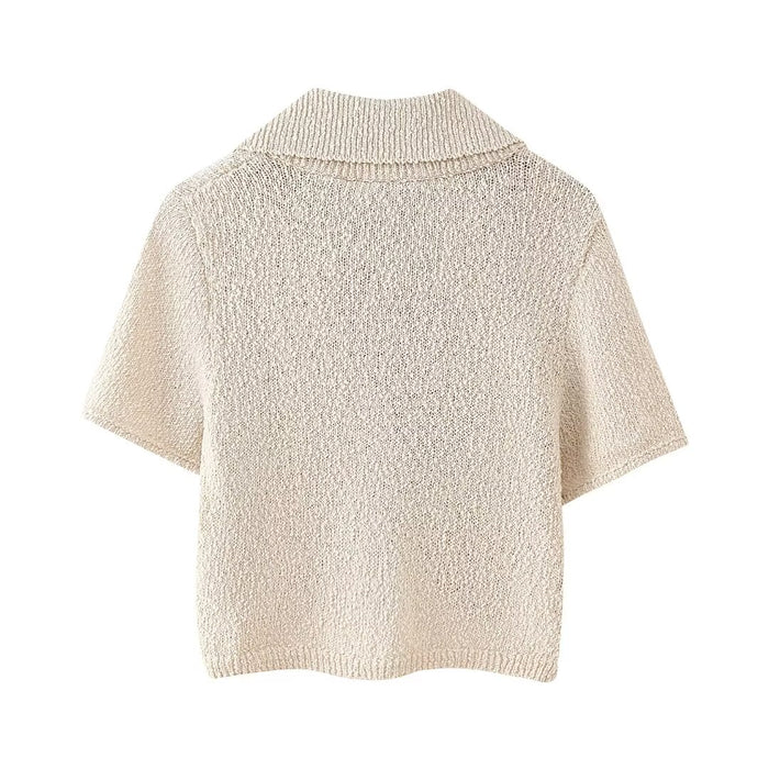 Women Clothing French Knitted Slim Casual Short Top-Fancey Boutique