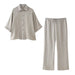 Women Casual Set Loose Short Sleeve Shirt High Waist Straight Pants-Fancey Boutique