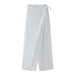Spring Elegant Vertical Double Breasted Top Sarong Pants-White Pants-Fancey Boutique
