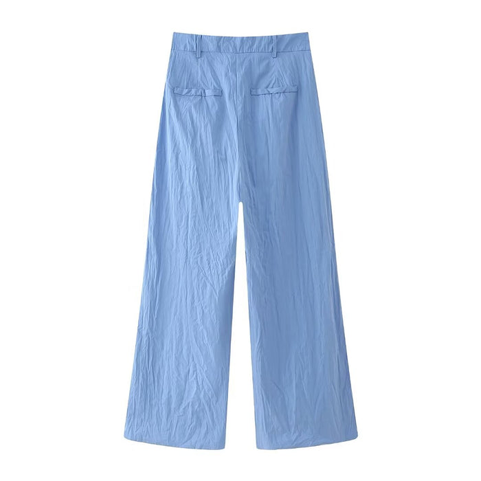 Summer Women Slim Fit Pleated Oblique Shoulder Tops Casual Trousers Suit-Fancey Boutique