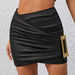 Sexy Pure Faux Leather Irregular Asymmetric Hip Skirt Skirt-Black-Fancey Boutique