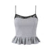 Summer Retro Sexy Stripes Lace Splicing Sling Short Top-Gray-Fancey Boutique