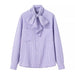 Summer Women Clothing Stylish Simple Butterfly Collar Long Sleeve Shirt Top-Violet-Fancey Boutique