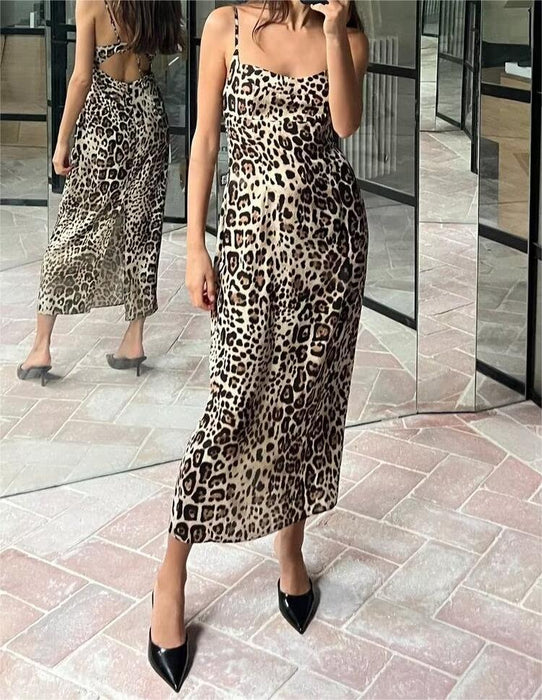 Women Clothing Summer Sexy Animal Print Midi Dress-Fancey Boutique