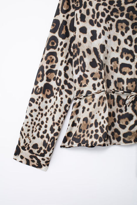 Summer Women Clothing Leopard Print Shirt Straight Leg Pants-Fancey Boutique