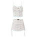 Summer French Sexy Lace Knitted Printed Top Drawstring Hip Skirt Sets-Fancey Boutique