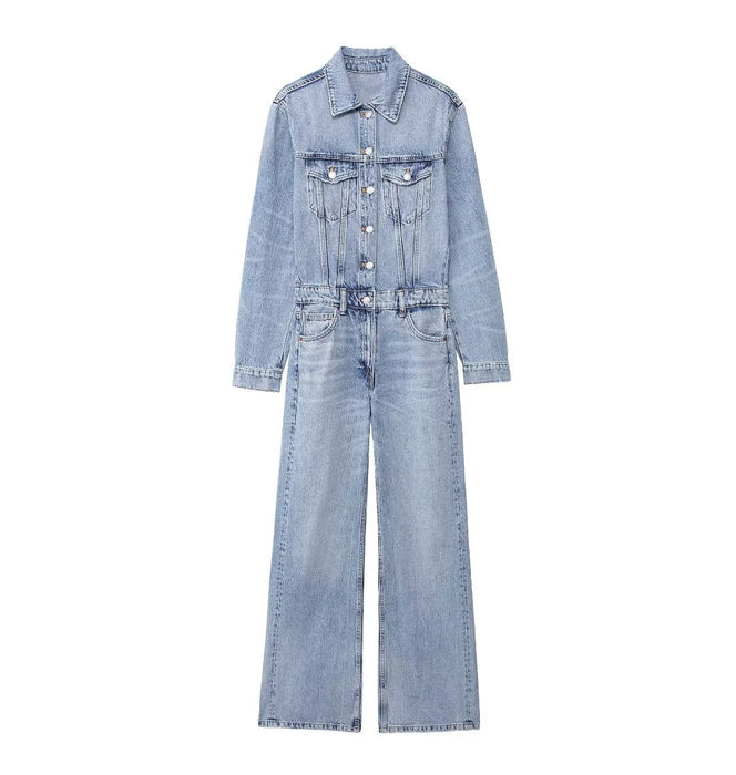 Summer Women Clothing Casual Simple Denim Jumpsuit-Fancey Boutique