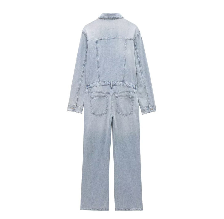 Summer Women Clothing Casual Simple Denim Jumpsuit-Fancey Boutique