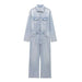 Summer Women Clothing Casual Simple Denim Jumpsuit-Blue-Fancey Boutique