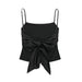 Women Solid Color Slim Fit Bow Decorative Strap Top-Black-Fancey Boutique