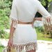 Beach Cover Up Two Piece Set Sexy Beach Suit Solid Color Tassel Beach Cover Up-Fancey Boutique