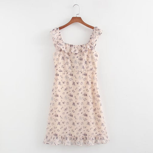 Autumn French Pastoral Girlish Fresh Lace Square Collar Floral Dress-Multi-Fancey Boutique