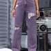 Summer Women Denim Straight Jeans Ripped Distressed Retro Trends Slimming Purple-Fuchsia-Fancey Boutique