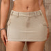 Summer Women Denim Skirt Trendy Tight Cargo Pocket Hip Skirt-Khaki-Fancey Boutique