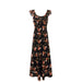 Black Flying Sleeve Slim Fit Floral Women Summer Vacation Dress-Fancey Boutique